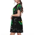 thumbnail image 2 of Balery Space Dino Cartoon Black Vestidos sueltos de manga corta para mujer, vestidos de verano 2025, vestidos casuales de corte A con vuelo., 2 of 6