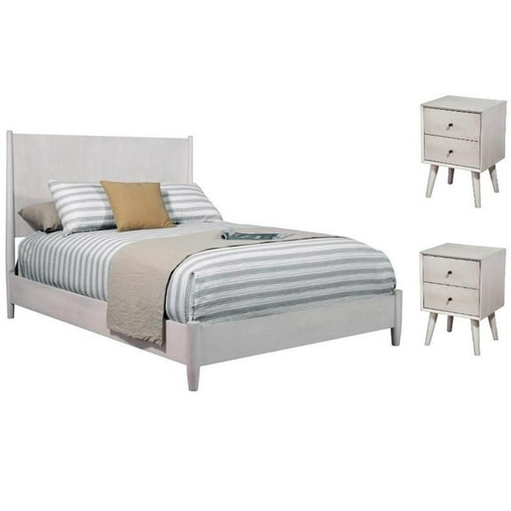 Home Square 3-Piece Set with Flynn California King Panel Bed & 2 Nightstands