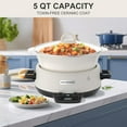 thumbnail image 6 of MAGNIFIQUE 5 Quart Programmable Slow Cooker with Auto Warm Setting, Glazed Ceramic Liner, Kitchen Small Appliance for Family Dinners, White, 6 of 6