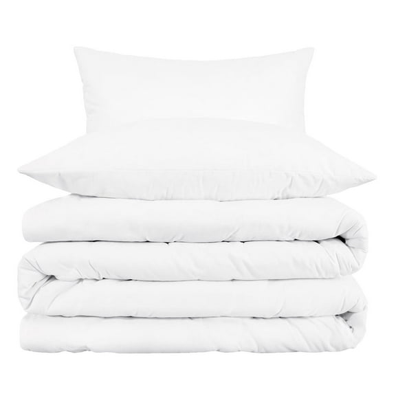 HomeRoots  White King Cotton Blend 1000 Thread Count Washable Duvet Cover Set