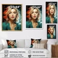 thumbnail image 4 of Designart "Johansson In Green Jade Portrait I" Woman Pop Art Floater Framed Wall Art Living Room, 4 of 5