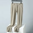 thumbnail image 5 of Wyobmus Men's Ice Silk Dress Pants Casual Thin Straight Leg Trousers Summer Lightweight Quick Drying Formal Cropped Pants Khaki, 5 of 6