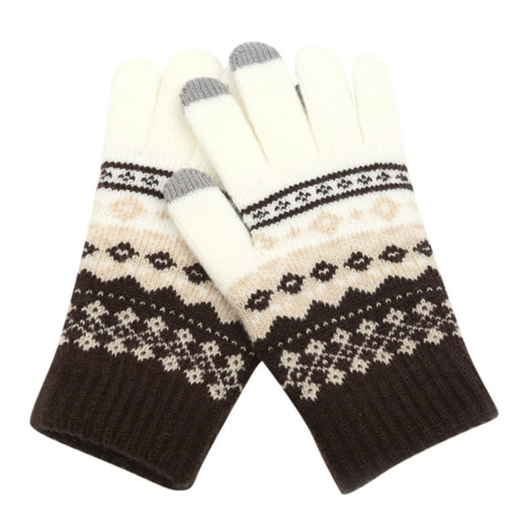 Dyfzdhu Knit Gloves Men's And Women's Snowflake Printing , Creative And Fashionable Mobile Phone With Screen Knitted , Thick And Warm Adult Winter Gloves