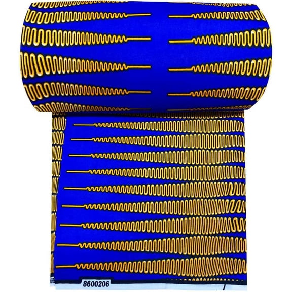 6 Yards African Ankara Wax Print Fabric, Bright Blue & Black Tribal Pattern Durable Polyester Fabric for African-Style Dresses Skirts Headwraps Costumes & Cultural Fashion Crafts