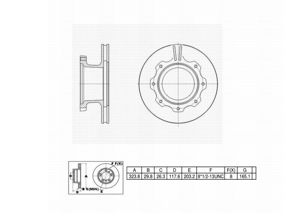 Winstop Brake Rotor and Hub Assembly, Front WS251361, Hino 165 2010-2005