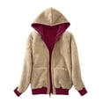 thumbnail image 3 of LowProfile Sweatshirt Hoodies for Women Plus Size Long Sleeve Casual Tops Warm Sherpa Lined Zip Up Hooded Jacket Coat Winter Fall Sweatshirts Wine Red 3XL, 3 of 6