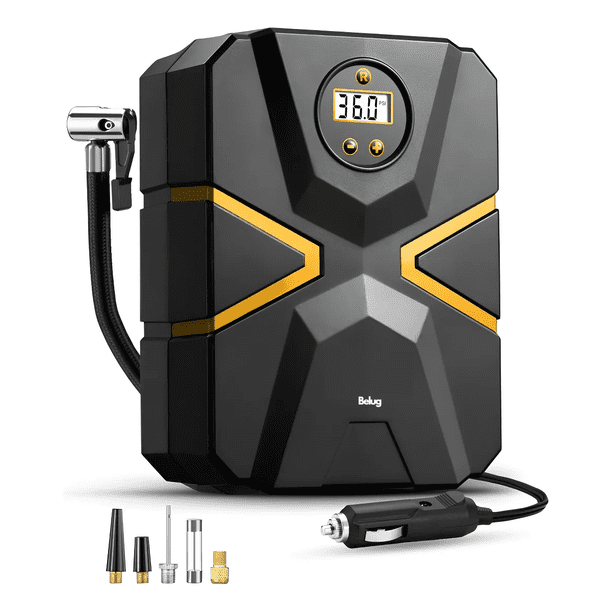 Compresor De Aire Portatil Para Auto Amarillo Fase Eléctrica Monofásica Frecuencia 150 Belug, Negro
