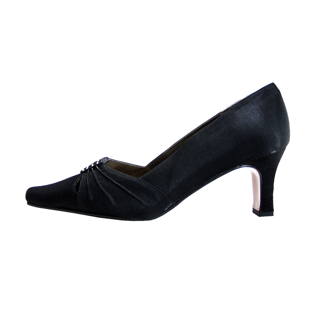 FLORAL Reina Women's Wide Width Satin Dress Shoes BLACK 8.5