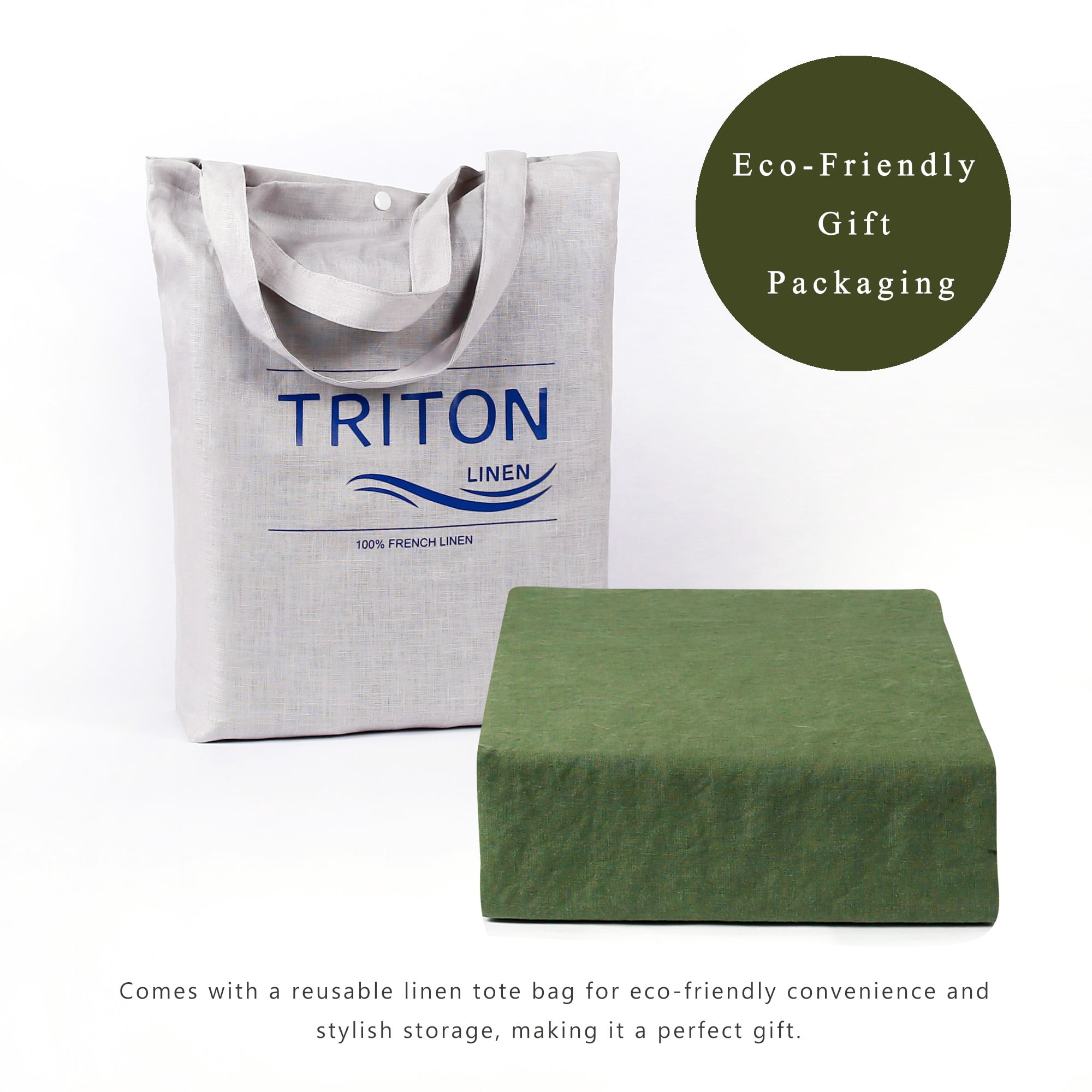 100% Pure Linen Duvet Cover with Button Closure and Corner Ties Soft & Breathable - Green Full/Queen