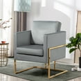 thumbnail image 4 of Modern Velvet Accent Chair, Mid-Century Upholstered Arm Chair with Gold Metal Legs, Comfy Single Sofa for Living Room, Bedroom, Side Chair for Salon Reception, Club, 4 of 5