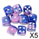 thumbnail image 1 of Dados de juego Baoblaze 5x6 Lados 16 mm para juegos de mesa y Enseñanza de matemáticas Rosa + Azul 5 piezas, 1 of 8