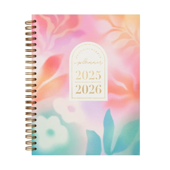 Mintgreen Monthly Weekly Medium (6.25"x 8.25") Watercolor Leaf 12 Month Jul 2025-Jun 2026