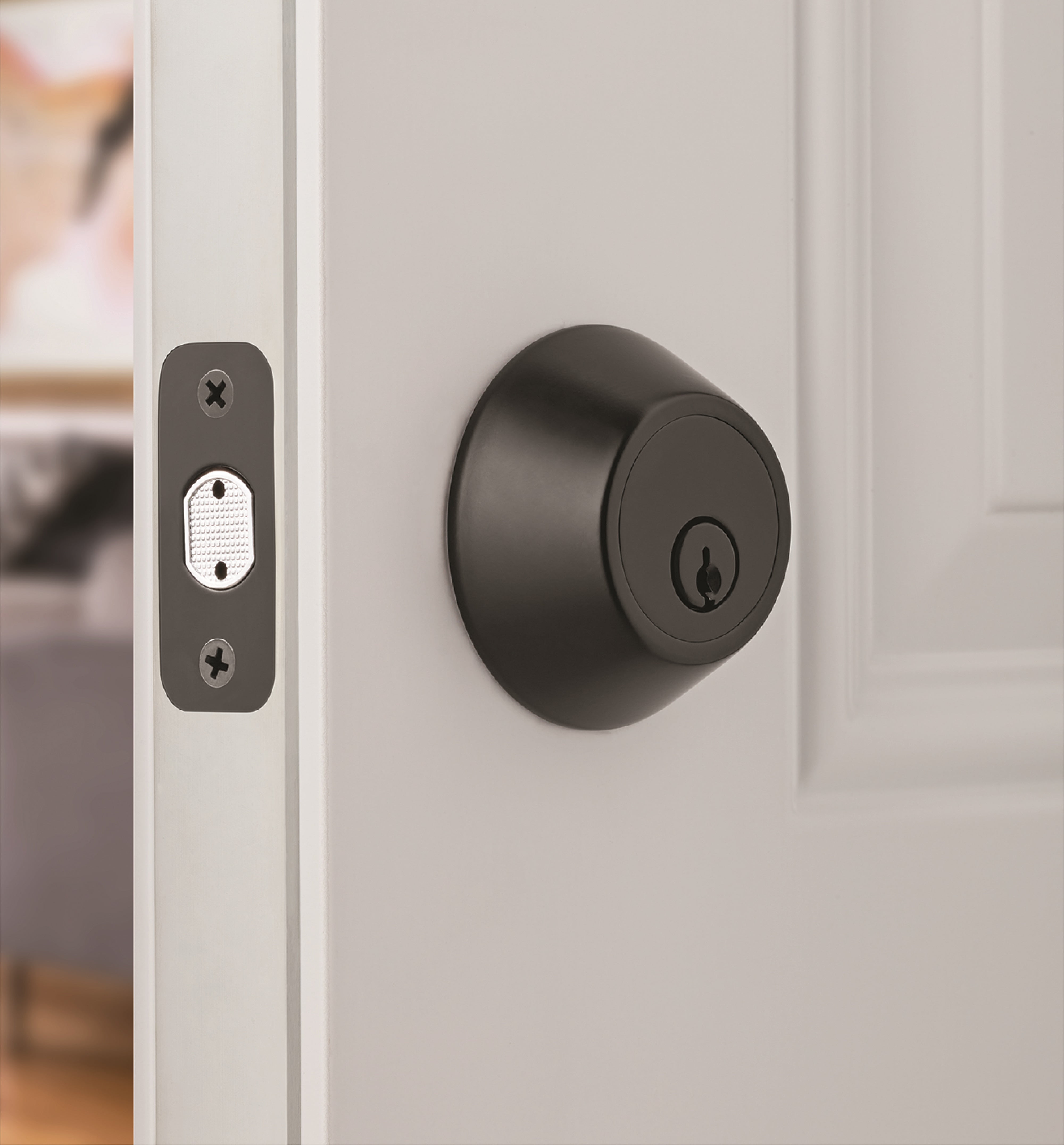 Keyed Entry Single Cylinder Deadbolt Lock, Matte Black Finish