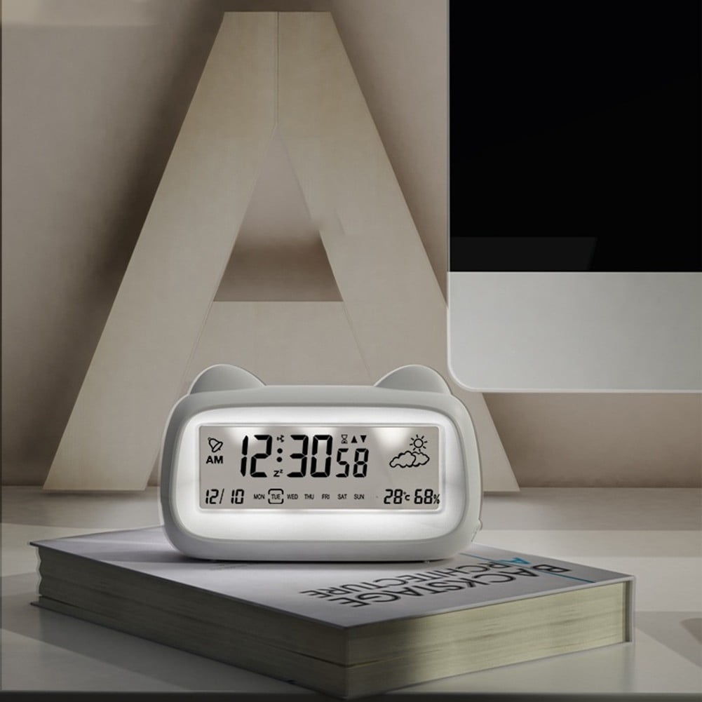 Transparent Lcd Digital Alarm Clock With Calendar Timer Temperature Humidity