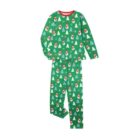 

Christmas Family Matching Pajamas Cartoon Snowman Long-Sleeve Tops with Pants Suit