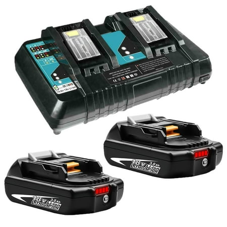 

2Pack Replacement for Makita 18V Battery Lithium ion BL1815 BL1820B BL1830B BL1840B BL1850B BL1860B with Dual Port Charger