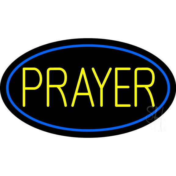 Yellow Prayer LED Neon Sign 20" Tall x 37" Wide - inches Black Square Cut Acrylic Backing, with Dimmer - Premium built indoor Sign for Home décor, Event, Religious place, Store interior, Office.
