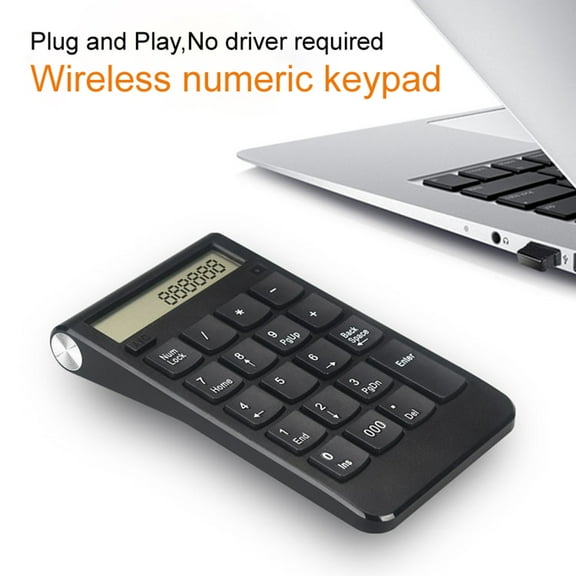 Deyuer Numpad Keyboard Sensitive Rechargeable Dual Modes Display Screen 2.4G Wireless OEM USB 20 Keys Number Keycap for Android,Black