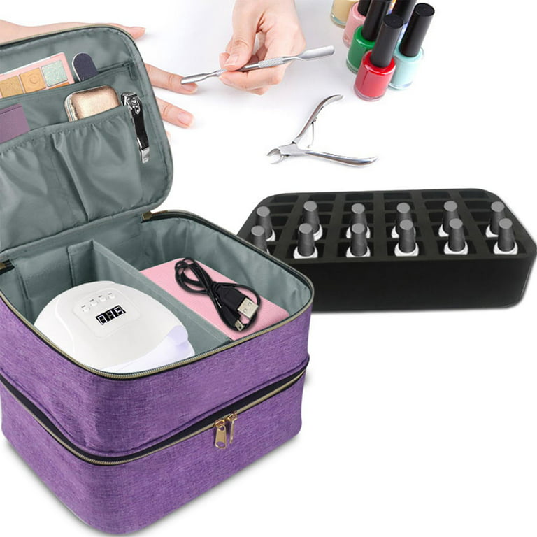 Colcolo Nail Carrying Case Bag Travel Case Portable for, Size: 25x20x19cm, Purple