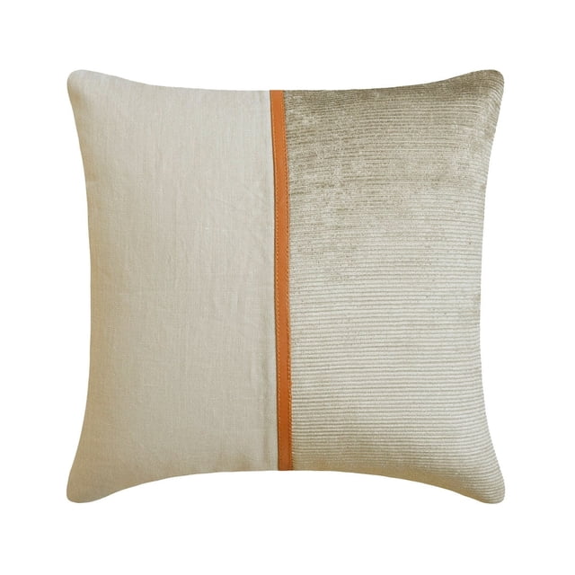 Fundas de cojín decorativas HomeCentric beige de 55 x 55 cm (22 x 22 pulgadas) de pana y lino. Fundas de cojín para sofá de pana, estilo patchwork moderno - Cordón beige acogedor.