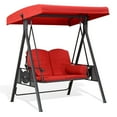 thumbnail image 3 of PURPLE LEAF Outdoor Patio Porch Swing with Stand, 2-Seat Swing Chair with Adjustable Tilt Canopy All-Weather Steel Frame for Backyard Front Porch Lawn, Cushions and Pillow Included, Terra, 3 of 12