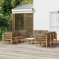 thumbnail image 1 of vidaXL 9 Piece Garden Lounge Set with Taupe Cushions Bamboo, 1 of 4