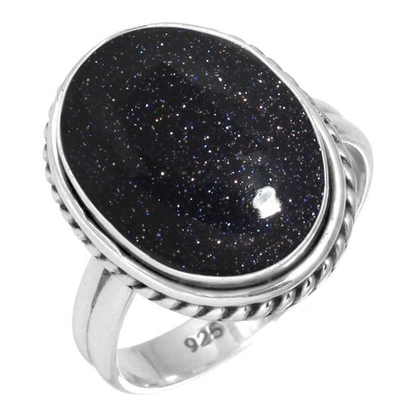 925 Silver Ring For Women - Girls Blue Sunstone Stone Silver Ring Size 9 Handmade Silver Ring Size 9 Gift For Women On Mothers' Day 925 Silver Jewelry With Gemstone