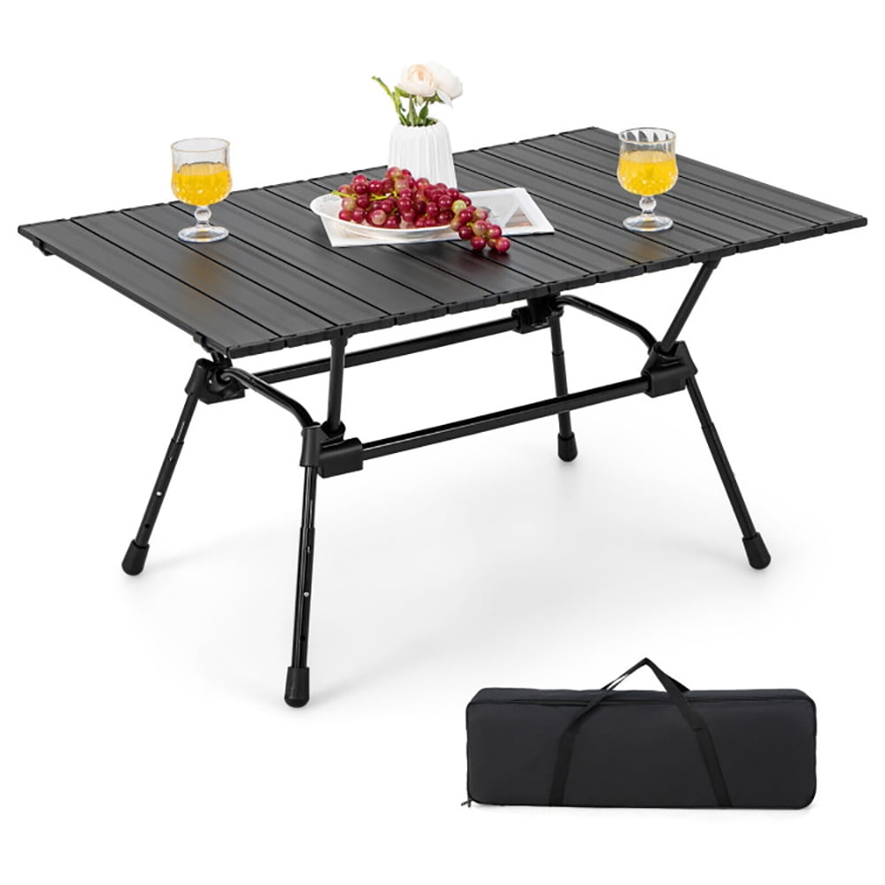 Aimee Lii Folding Heavy-Duty Aluminum Camping Table with Carrying Bag, Foldable Table for Camping and BBQ, Black