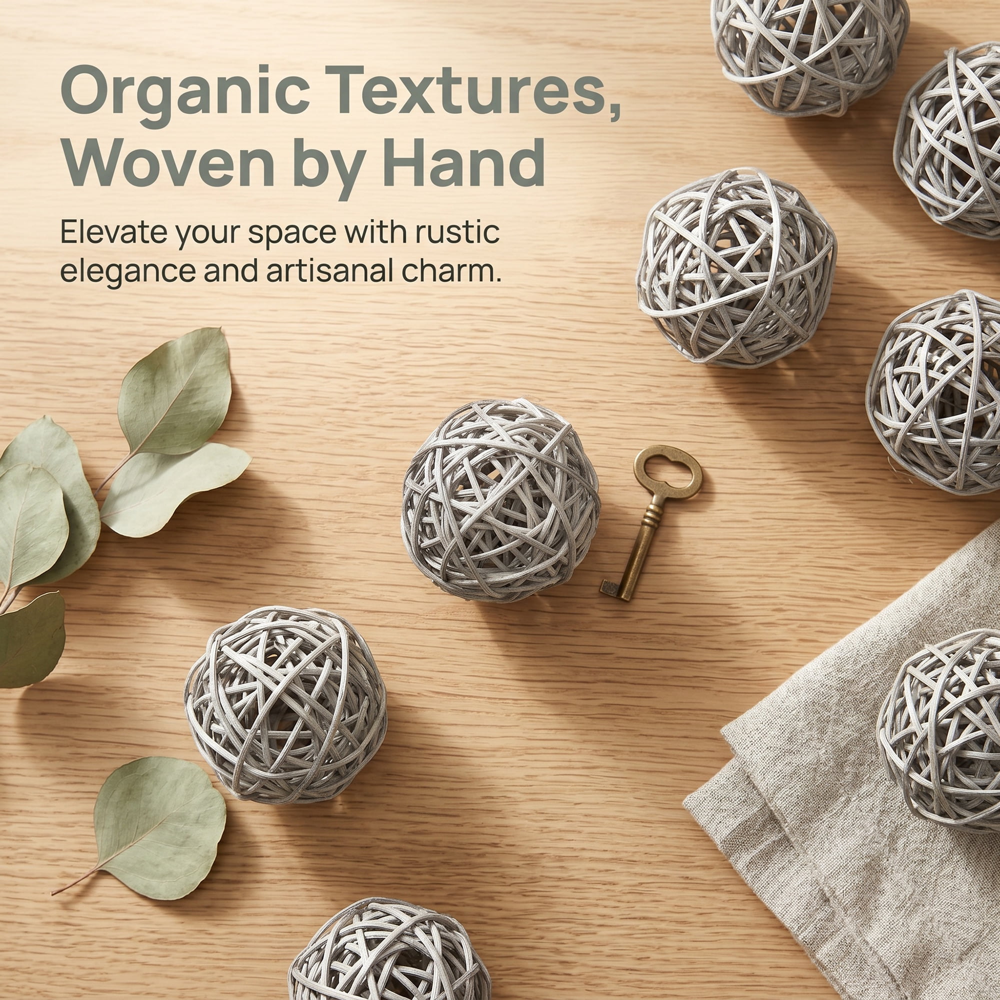 Unique Bargains 10Pcs Rattan Balls for Lights Wicker Spheres Orbs Grey 2"x2"x2"