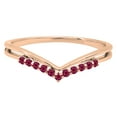 thumbnail image 2 of Dazzlingrock Collection Round Ruby Chevron Wedding Band for Women (Color Red, Clarity Highly Included) in 18K Rose Gold, Size 4, 2 of 5