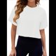 thumbnail image 1 of Camiseta de Hombros Caídos para Mujer, Camiseta Corta de Media , Cuello Redondo, Corta, Tops Casuales de Verano Lisos. L, 1 of 9