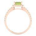 thumbnail image 4 of 1.86ct Emerald Cut Green Natural Peridot 18k Pink Rose Gold Engraving Statement Bridal Wedding Halo Designer Ring Size 7, 4 of 5