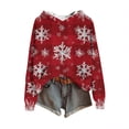 thumbnail image 2 of Women's Fashion Casual Long Sleeve Christmas Print Hooded Knitted Sweatshirt, Cozy Fall Winter Top with Soft Fabric and Holiday Design for Seasonal Comfort,Deep Red,L, 2 of 5