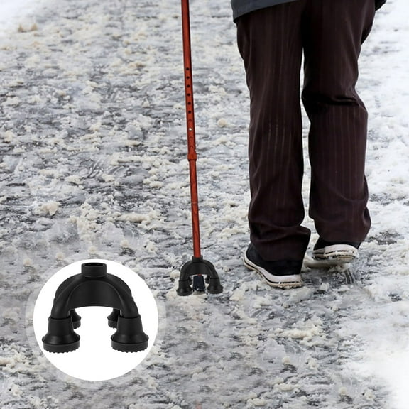 EXHUMKY Exhumky Non-Slip Pads for Crutches and Walking Canes, Black, Easy Installation, Enhanced Stability