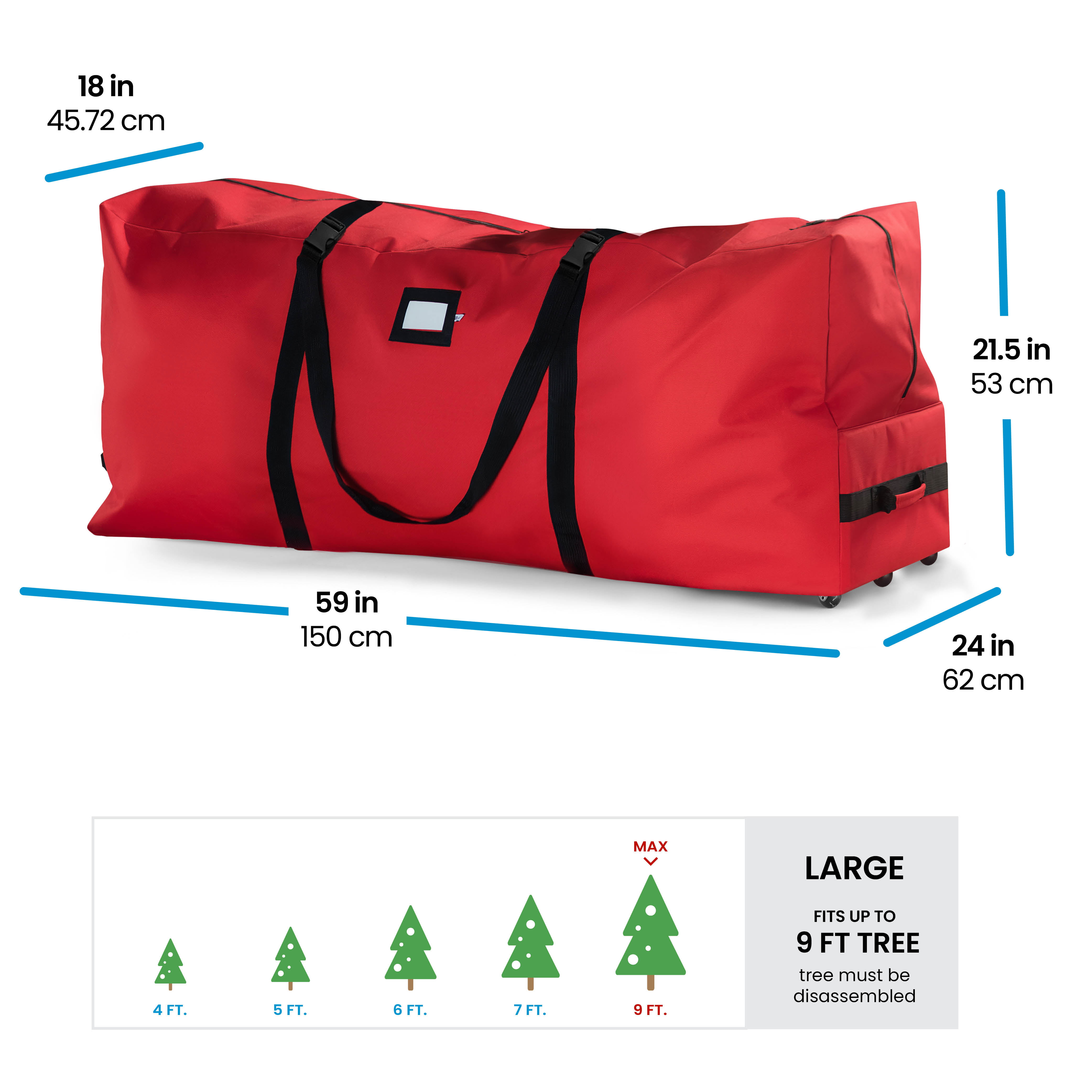 Durable Handles & Wheels for Easy Carrying and Transport Artificial Disassembled Trees Rolling Large Christmas Tree Storage Bag 5 Year Warranty Tear Proof 600D Oxford Duffle Bag Fits Upto 9 ft