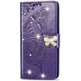 thumbnail image 2 of Compatible with Motorola Moto One 5G Ace Case Glitter Bling with Card Holder and Stand Leather Flip Wallet Diamond Butterfly Shockproof Protective Case for Moto One 5G Ace Crystal Purple, 2 of 7