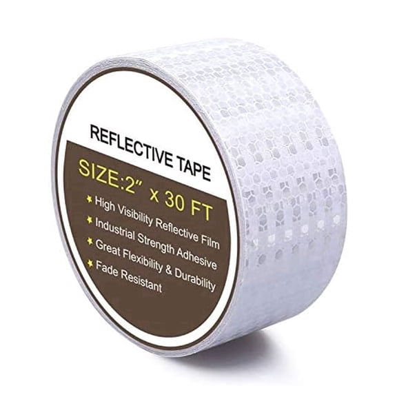 2" X 30ft Reflective Tape White Outdoor High Vis Conspicuity Safety Tape Reflector Tape Trailer Waterproof Reflective Tape Outdoor Waterproof