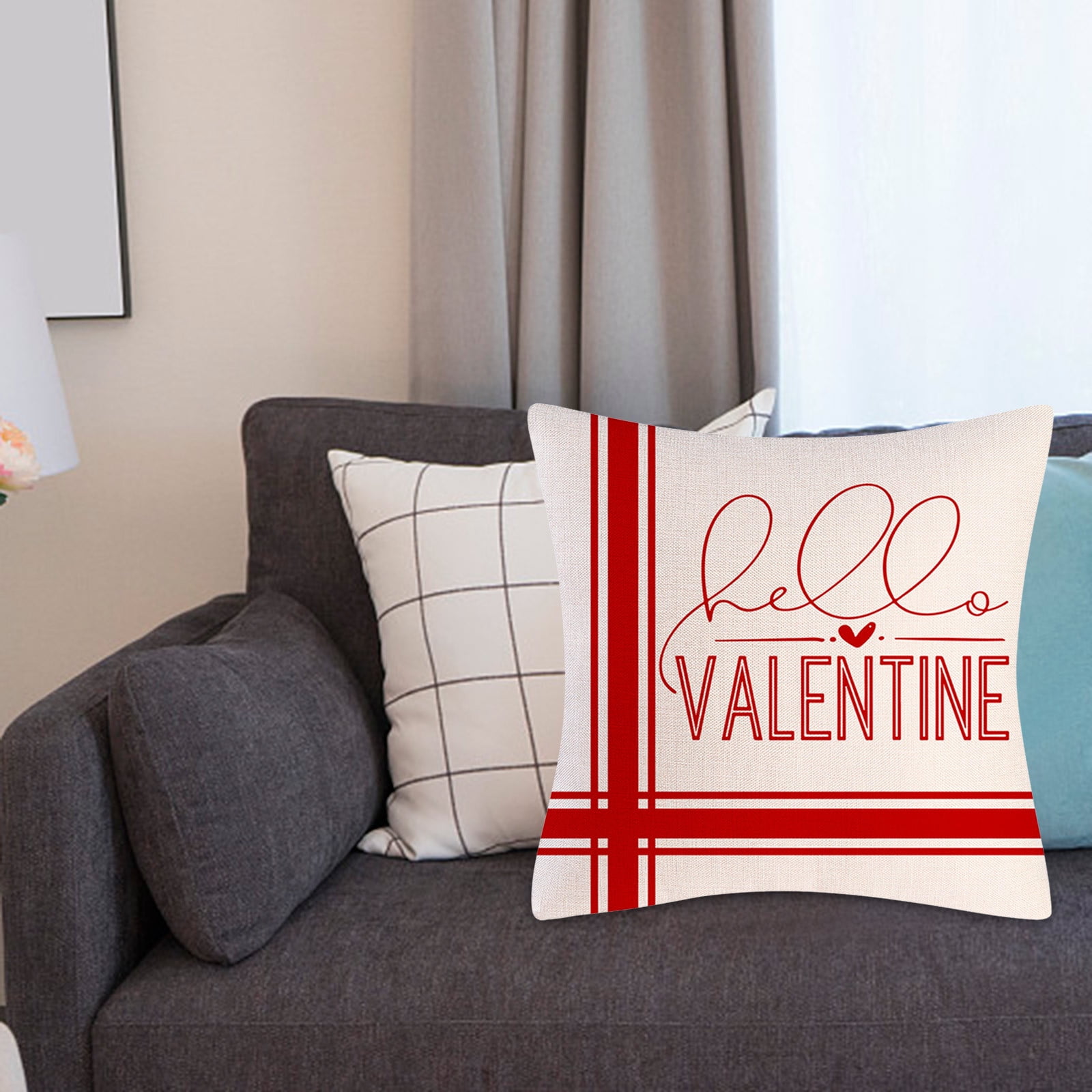LILELIS Valentine s Day Saying Plaid Throw Pillow Cover 18 X 18 Inch Holiday Anniversary Wedding Cushion for Sofa Couch Oversized Sofa Pillows Silk Teeth Shams Make Pillows Decorative Throw Pillows Wa...