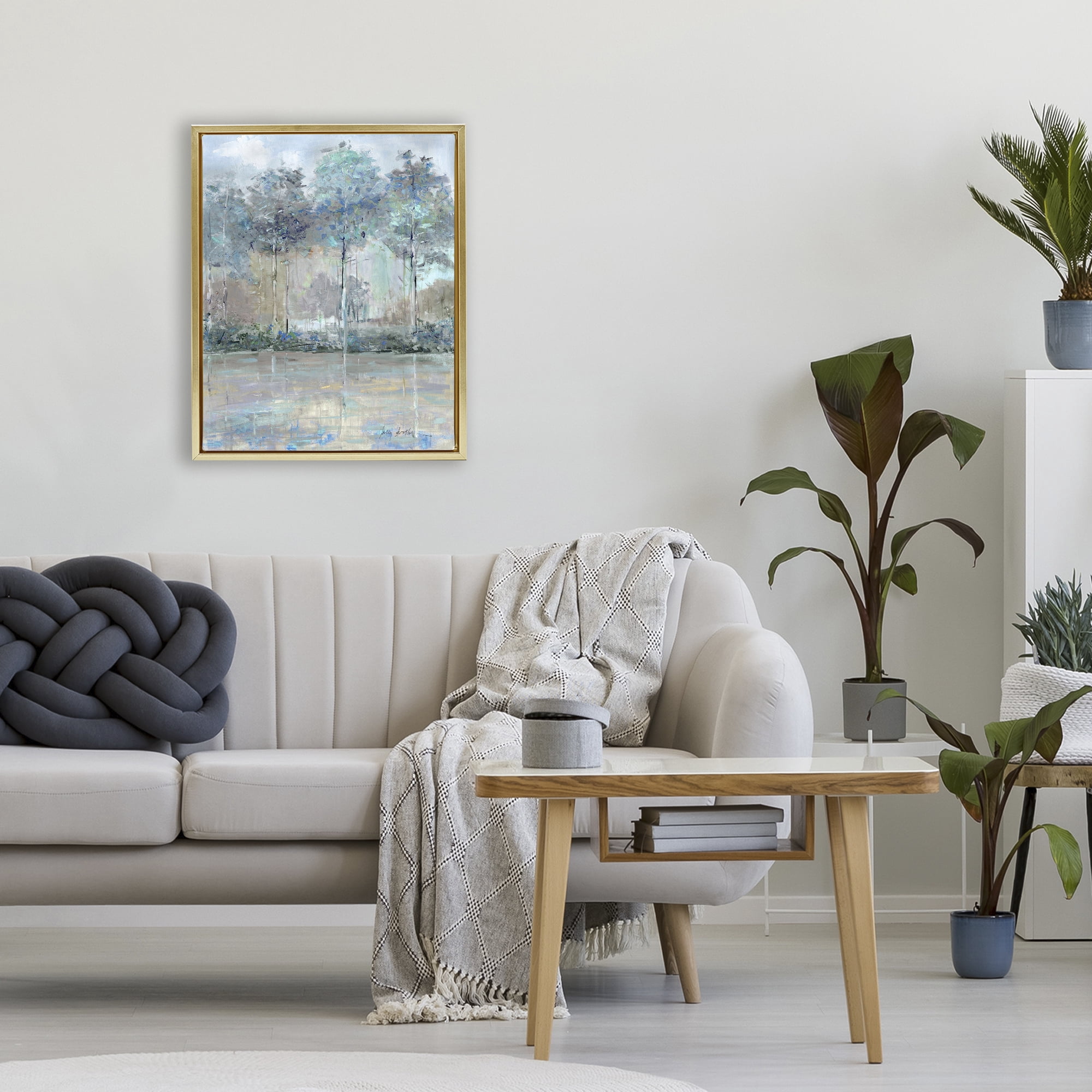Stupell Industries Subdued Expression of Trees Gold Framed Floater Canvas Wall Art, design by Sally Swatland