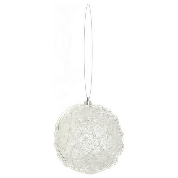 Select Artificials Glittered Clear and Silver Shatterproof Christmas Ball Ornament 4" (100mm)