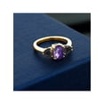 thumbnail image 3 of Gem Stone King 1.92 Ct Oval Checkerboard Purple Amethyst Black Onyx 18K Yellow Gold Plated Silver Ring, 3 of 4