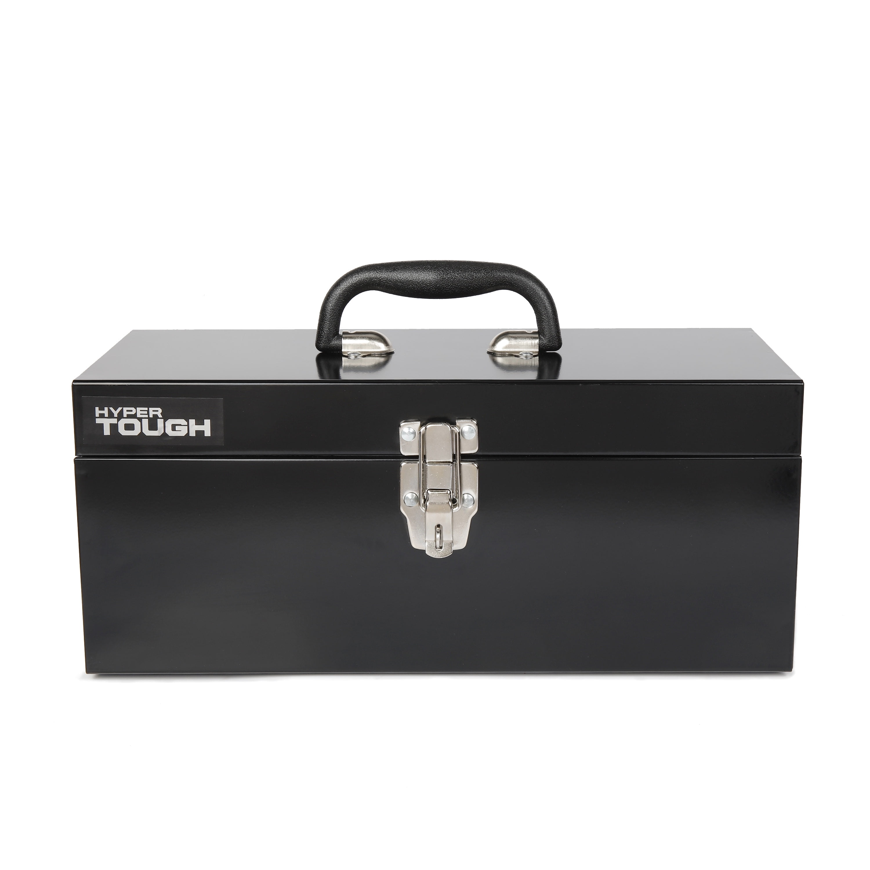 Hyper Tough 16-inch Black Metal Toolbox with Removable Tray