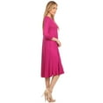 thumbnail image 3 of Women's Relaxed Fit 3/4 Sleeve Round Neck Jersey Knit A-Line Solid Maxi Dress, 3 of 4
