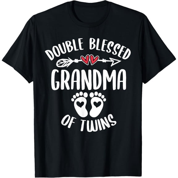Double Blessed Grandma Of Twins - Funny Twin Grandmother T-Shirt