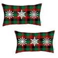 thumbnail image 3 of Set of 2 Christmas Snowflake Trio Plaid Lumbar Throw Pillows, 3 of 3