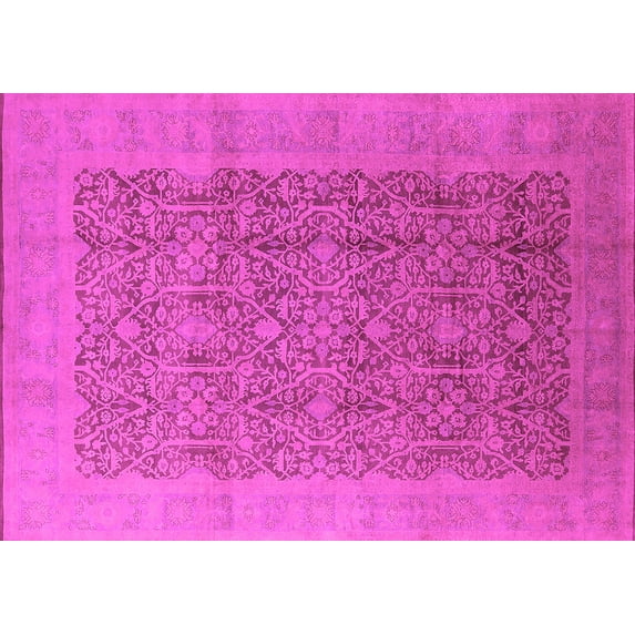 Ahgly Company Indoor Rectangle Oriental Pink Traditional Area Rugs, 7' x 9'