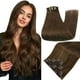 thumbnail image 1 of Extensiones de cabello Full Shine con clip en cabello humano real, 7 unidades, extensiones de cabello con clip #4, color marrón medio, extensiones de cabello humano invisibles, cabeza completa, 18 pul, 1 of 5