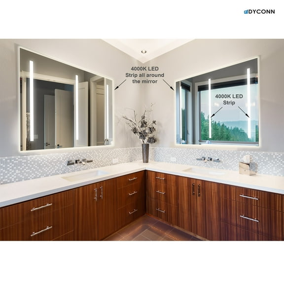 Dyconn Faucet Catella-Plus Wall Mount Backlit Vanity Bathroom LED Mirror, 60" x 35"