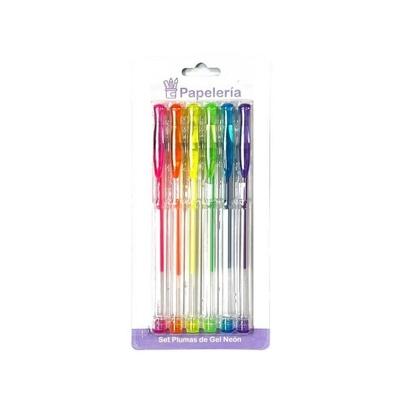Bolígrafos Prichos de Gel Neón Multicolor 6 Piezas