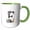 Green/White, variant on 3drose, Nice Letter E. Halloween Monogram, Broom, Wizard Hat, Cat Art Gift, 11oz Mug